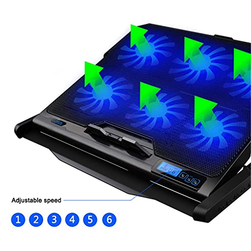 Laptop Cooling Pad 6 Fans and Cooler with Light LCD Display Notebook Stand for 12-16 Inch