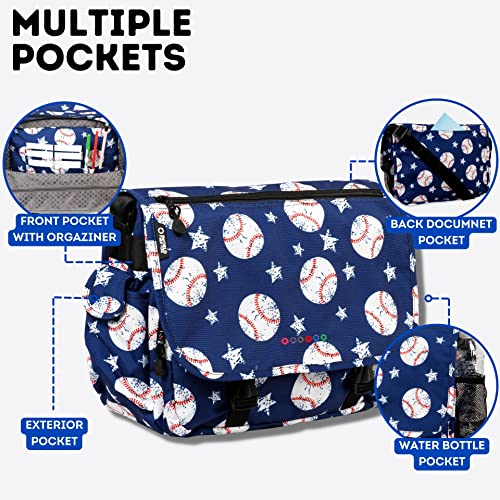 J World New York Terry Messenger Bag for Women Girls School Kids - color: Baseball