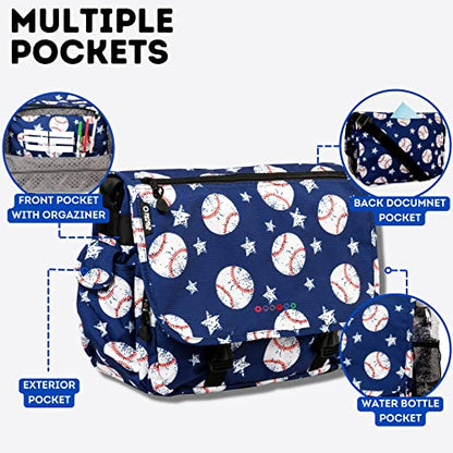 J World New York Terry Messenger Bag for Women Girls School Kids - color: Baseball