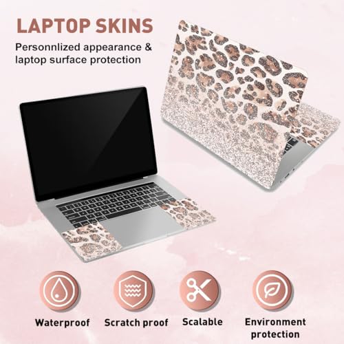 PLIGREAT Glitter Leopard Print Laptop Skin Stickers Fits 12" 13" 13.3" 14" 15 inch Laptop Gradient Creative Style Universal Removable Waterproof Notebook Art Decals PC Protector Cover Sticker - color: Glitter Leopard Print