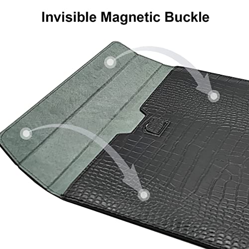 Crocodile Grain PU Leather Flap Style Case Bag Laptop Sleeve for MacBook Air 15 inch 2026-2023 A3448 M5 M4 M3 M2 Notebook Bag for Mac Pro 16 A3428 A3429 2019-2026 Pro 15 2012-2019, Black - color: Black