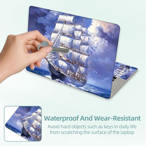 Universal Laptop Skin Decal, 3-Piece Vinyl Protector for 12 13 14 15.6" Notebook, Waterproof Anti-Scratch, Easy Trim & Bubble-Free Finish, Large Sailing Ship with White Sails - color: Large Sailing Ship with White Sails