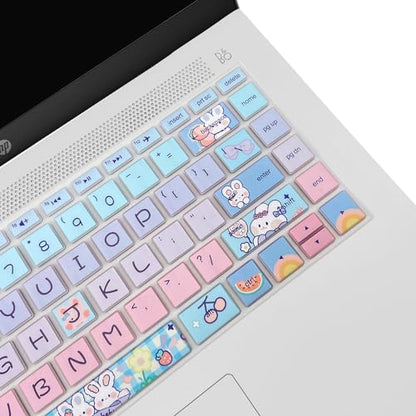 Keyboard Cover for HP 14" Laptop/HP Pavilion x360 14M-BA/CD 14M-DH 14-BF 14-cm 14-CF 14-DF 14-dk 14-DS 14-dq 14-FQ Series, 14-dq0020nr/dq0030nr, 14-fq1025nr/fq0033dx (Cute Bunny) - color: Cute Bunny