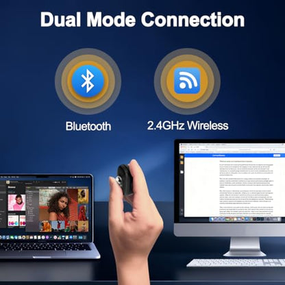 Plima Rechargeable Wireless Dual-Mode Ring Mouse can be Switched to Function as a PowerPoint and Keynote Presentation Remote, and is Compatible with Both PC and Mac Desktop and Laptop Computers.