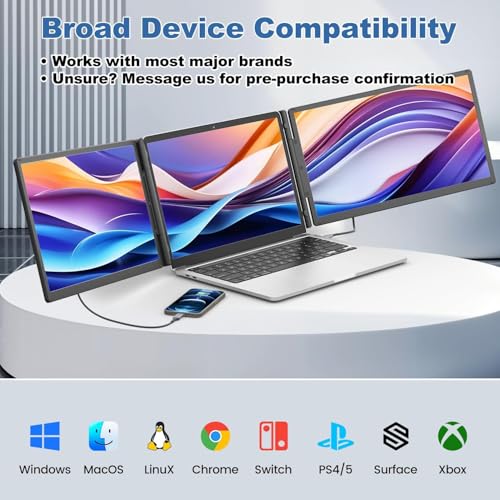 Teamgee 15.6" Laptop Screen Extender with Power Bank, FHD 1080P Triple Monitor, Driver-Free Plug & Play for 13-17" Laptops (HDMI/USB), Home Office/Small Business, Windows/Mac/Android - size: Triple 15.6" with Battery