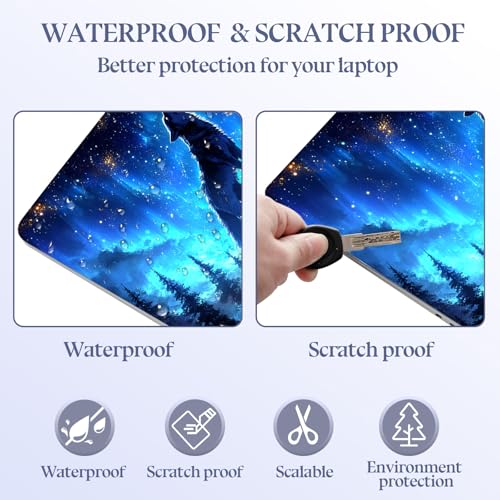 Universal Laptop Skin Sticker Decal,15.6 Inch Laptop Vinyl Cover for 13" 14" 15.6" Laptop,Scratch-Resistant Waterproof Protector Wrap,Reusable with Wrist Pads,Wolf Howl - color: Wolf Howl