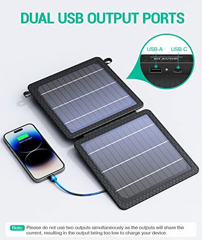BLAVOR 20,000mAh PD 18W Solar Charger Power Bank Foldable-Black Plus 10W Portable Solar Charger(5V/2A Max)