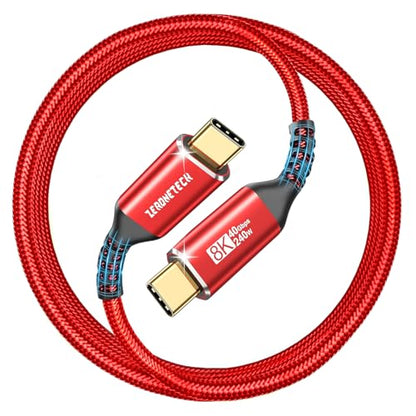 40Gbps USB 4 Cable for Thunderbolt 4 [Red, 3.3Ft, Durable], High-Speed Data Transfer, USB C Monitor Cable 8K@60Hz/4K@144Hz, 240W Fast Charge for MacBook, iPad,Mac mini, SSD enclosure,Docking,eGPU Dock - size: 3.3FT