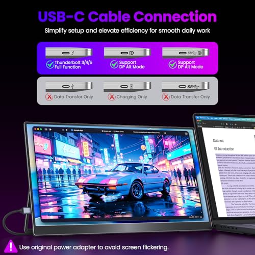 Upperizon Portable Monitor 15.6 inch 4K UHD 3840X2160 145% sRGB IPS HDR HDMI USB-C Travel Monitor for Laptop MacBook PC Surface PS5 Xbox, External Display with Kickstand & Speakers, VESA Compatible - size: 15.6 in