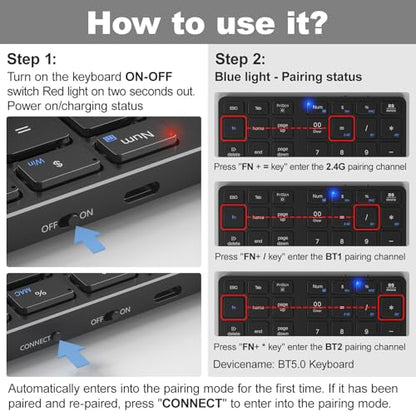 MOFII Number Pad for Laptop - Bluetooth Black Wireless Numeric Keypad 35 Keys USB-C Rechargeable Numpad, Accounting Portable Financial Data 10 Key for Laptop/PC/Desktop/Notebook/Surface Pro - color: Dark black
