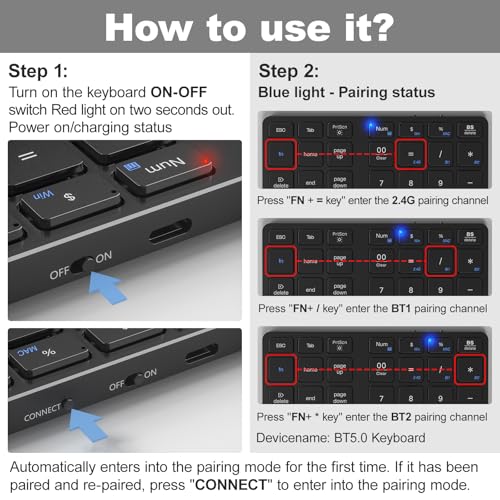 MOFII Number Pad for Laptop - Bluetooth Black Wireless Numeric Keypad 35 Keys USB-C Rechargeable Numpad, Accounting Portable Financial Data 10 Key for Laptop/PC/Desktop/Notebook/Surface Pro - color: Dark black