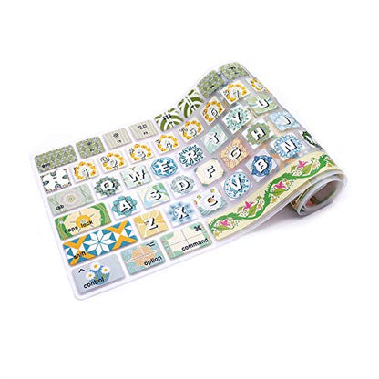 Silicone Keyboard Cover Skin for Mac Wireless Magic Keyboard with Numeric Keypad MQ052LL/A(Model: A1843) 2017/2018,Cute Print,US Layout,Bohemian Green - color: Bohemian Green