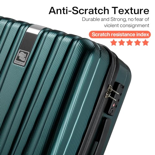 Hanke Luggage Sets 2 piece Carry On Luggage with Wheels PC Hard Shell Suitcases Lightweight Travel Luggage Travel Suitcase Woman Men 20/29 Inch (Blackish Green) - color: Blackish Green, size: 2 Piece Set（20/29）
