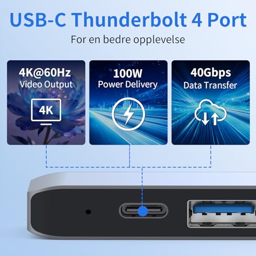 Surface Pro 9/10/11/X Accessories Docking Station with Dual 4K@60Hz HDMI, USB-C Thunderbolt 4 (Display+Data+100W Charging), 2 USB 3.0, SD/TF, 3.5mm Mic, Quad Display Adapter for Surface Pro 11/10/9/X