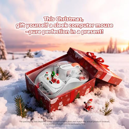 FMOUSE Transparent Wireless Mouse, Tri-Mode Bluetooth 5.1 & 2.4GHz, USB-A & USB-C Receiver, Silent Rechargeable RGB, 3 Devices for MacBook Laptop iPad PC, Pure White Edition — White - color: White - Christmas Special Edition