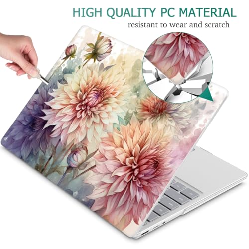 Mektron 2023 Microsoft Surface Laptop GO 3 Case 12.4" Compatible with Go 2/1 Laptop Cover 2022-2020 Releases Model 1943/2013 Plastic Hard Shell Case with Screen Protector, Watercolor Dahlias - color: Watercolor Dahlias