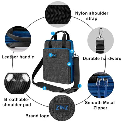 Laptop Shoulder Bag 12.3-13 inch Case Sleeve, Expandable Handbag with Valuables Compartment Compatible with MacBook Air/Pro/Neo 13", iPad 12.9"/13"/11", Shockproof,Black-Blue edge - color: Black-blue Edge