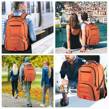 LTINVECK Travel Laptop Backpack,Extra Large Backpack for Men,Big 17 Inch Computer bag Tech Backpack - color: Full Orange