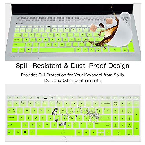 Keyboard Cover for HP Laptop 15.6 15-dw 15-dy 15-da/db 15-ef 15-bs/bw 15t 15z 15t-dy200 15-dy5033dx dy5073dx dy2073dx 15-dw4047nr dw3033dx dw3013dx 15-ef2033dx ef1023dx/HP 17-by/bs/ca 17.3 Skin, Green - color: Ombre Green