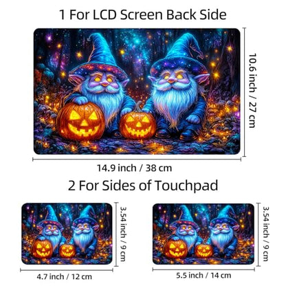 Universal Laptop Skin Sticker Decal, 12"-15.6" Aesthetic Vinyl Wrap, Halloween Gnome Pumpkin Waterproof Notebook Cover Art Protector for MacBook HP Dell Lenovo, Fits 13" 14" 15" 15.6" - color: Halloween Gnome Pumpkin