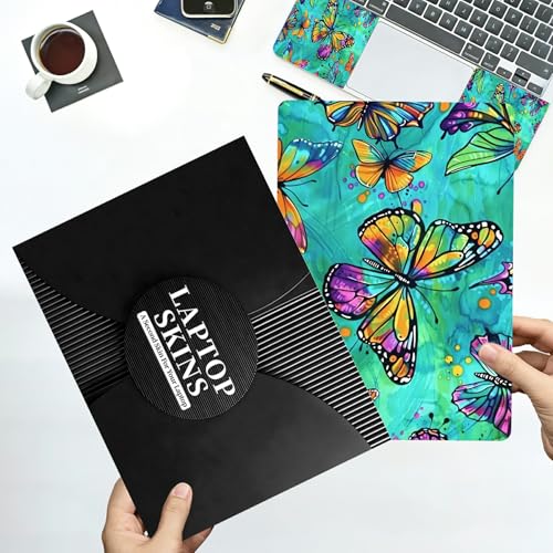 Universal Laptop Skin Sticker with 2 Wrist Pad Decals, 3-Piece Removable Vinyl Laptop Cover, Colorful Art Butterfly Waterproof Anti-Scratch, Easy-Trim Fit for 13.3" 14" 15.6" Laptops - color: Colorful Art Butterfly