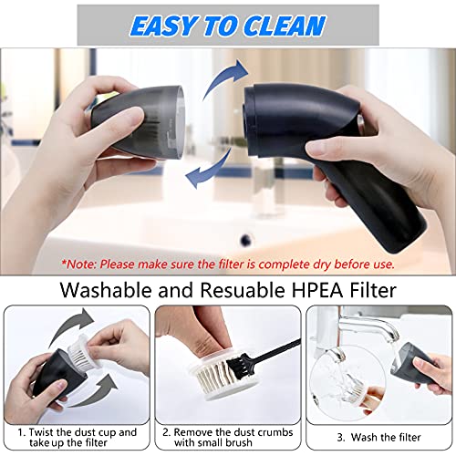 Hayousui 4.3Kpa Keyboard Vacuum Cleaner Mini Handheld Computer Vacuum | USB Rechargeable,Hepa Filter,LED Light, Pc Cleaning Kit for Car/Laptop/Sewing Machine/Desk Crumbs/Dust Cleaner