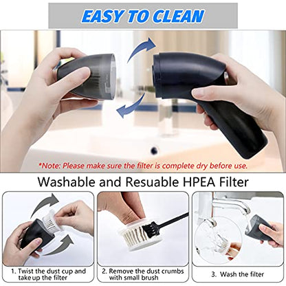 Hayousui 4.3Kpa Keyboard Vacuum Cleaner Mini Handheld Computer Vacuum | USB Rechargeable,Hepa Filter,LED Light, Pc Cleaning Kit for Car/Laptop/Sewing Machine/Desk Crumbs/Dust Cleaner
