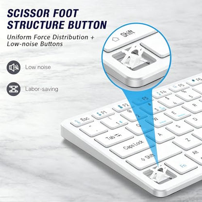 Wireless Keyboard- Mini Compact Keyboard with Media Hotkeys, Compatible with PC, Desktop, Laptop, Smart TV - color: Silver
