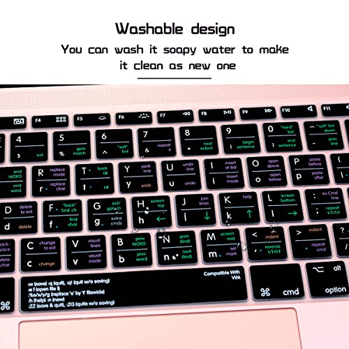 HRH Vim VI Hotkey Silicone Keyboard Cover Skin for MacBook Pro 13" A1708 A1988 No Touch Bar 2018 2017 2016 Release and for MacBook 12" A1534 (2015)&A1931(2018) USA Layout Protective Skin - color: Hotkey-VIM