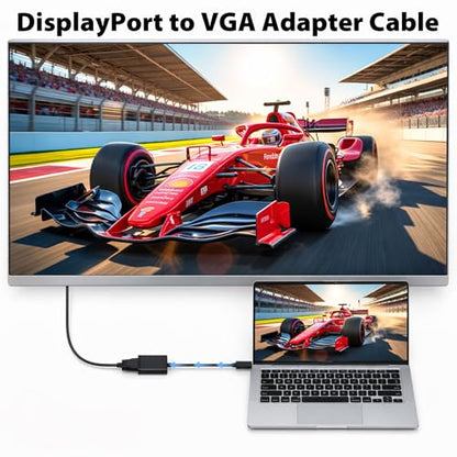 Cyberguys! DisplayPort (DP) to VGA Cable Adapter – 1080P DP Male to VGA Female Converter for Monitor Projector HDTV – Gold-Plated, Secure-Latch Display Port Connector – 2 Pack for Laptop PC Desktop