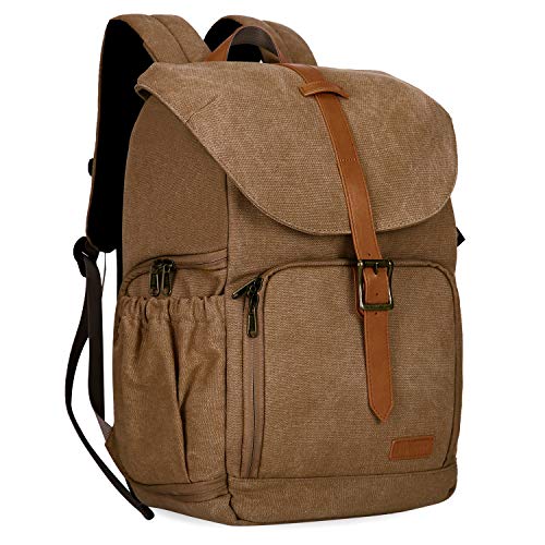 BAGSMART Camera Backpack DSLR Camera Bag Backpacks for Photographers | Waterproof Anti-Theft Photography Backpack with 15 Inch Laptop Compartment - color: C-khaki[single Buckle]
