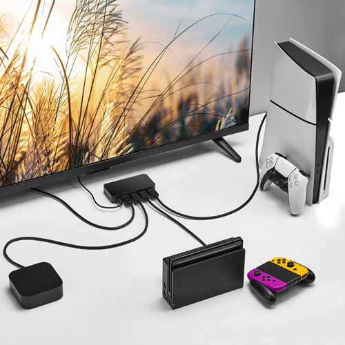 INSIGNIA TV, Monitor & Display Adapters – 4K Ultra HD, 60W Power Delivery, USB 3.0 5Gbps – Compatible with MacBook, iPad, Chromebook, Windows Laptops (3-Port HDMI Switch) - style: 3-Port HDMI Switch
