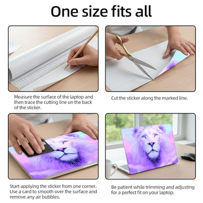 Aesthetic Laptop Skin Sticker, Purple - Hued White Lion Waterproof Vinyl Laptop Decal, Removable Bubble Free, Reusable Protective Cover for 13 14 15 15.6 Inch - color: Purple - Hued White Lion