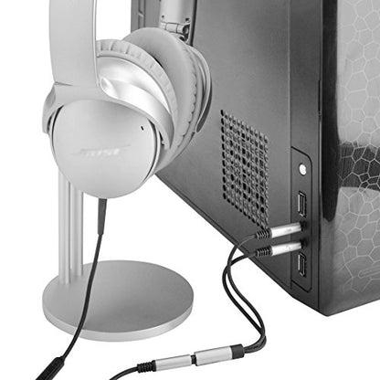 GEEKRIA Nylon Braided Headset Y Splitter Adapter, Headphones Splitter Cable for PC, Notebook, Legacy Laptop with Microphone and Audio Jack (2 x 3.5mm Male to 1 x 3.5mm Female)