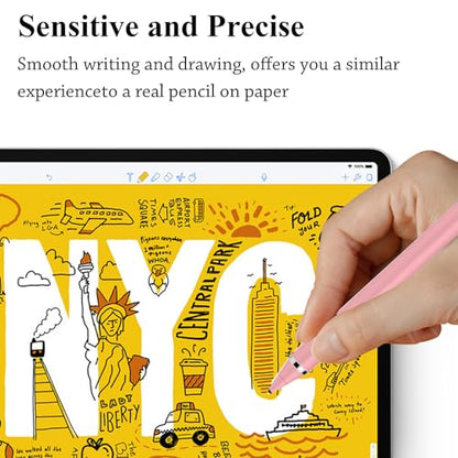 Stylus Pen for Touchscreen, Kenkor Rechargeable Digital Fine Point Active Tablet Pencil, Stylus Pen for iPhone/Switch/Android/Apple iPad Pro/Air/Mini/Samsung/Cellphone/Tablet Drawing & Writing - Pink - color: Pink