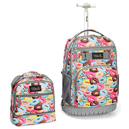 Tilami Rolling Backpack 19 inch with Lunch Bag Wheeled Laptop Backpack, Doughnut - color: Doughnut