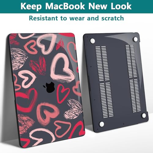 Teryeefi for MacBook Air 13 inch Case M1 A2337 A2179 A1932 (2020 2019 2018 Releaes) with Retina Display with Touch ID, PC Plastic Hard Shell & Keyboard Cover & Screen Protector, Heart A002 - color: Heart A002