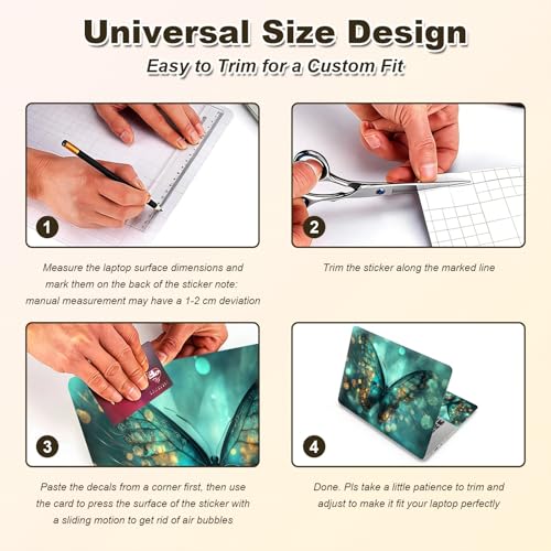 Universal Laptop Skin Sticker, 11-15.6 Inch Reusable Vinyl Laptop Skin Decal, Scratch Resistant Waterproof Cover, Easy to Trim & Apply, Butterfly - color: Butterfly