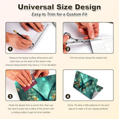 Universal Laptop Skin Sticker, 11-15.6 Inch Reusable Vinyl Laptop Skin Decal, Scratch Resistant Waterproof Cover, Easy to Trim & Apply, Butterfly - color: Butterfly