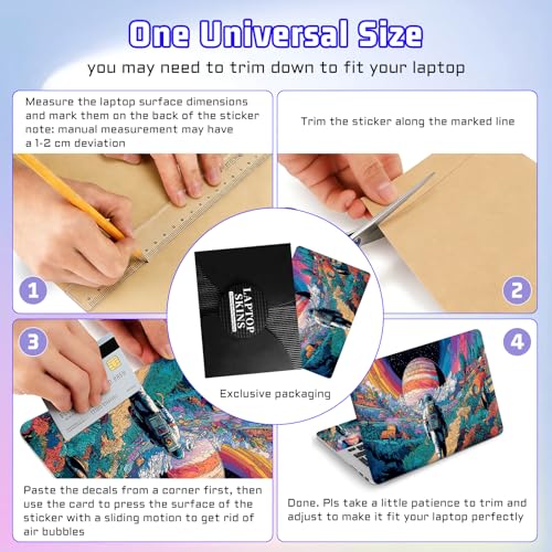 Universal Laptop Skin Sticker Decal, Compatible with MacBook HP Dell Lenovo 12"-15.6", Reusable Vinyl Notebook Cover 3PCS Set, High-Recognition Film-Trippy Astronaut Space Journey - color: Trippy Astronaut Space Journey