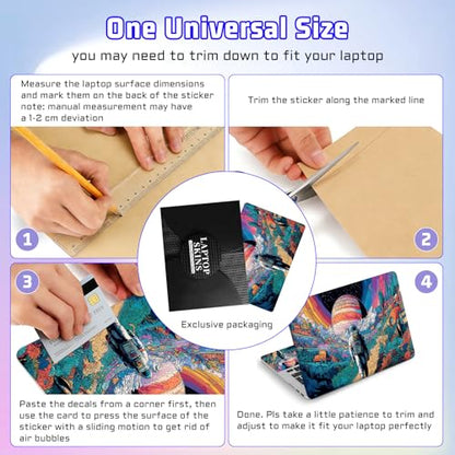 Universal Laptop Skin Sticker Decal, Compatible with MacBook HP Dell Lenovo 12"-15.6", Reusable Vinyl Notebook Cover 3PCS Set, High-Recognition Film-Trippy Astronaut Space Journey - color: Trippy Astronaut Space Journey
