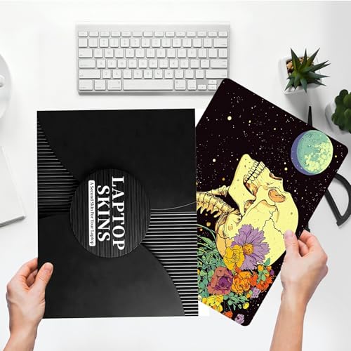 Universal Laptop Skin Sticker with 2 Wrist Pad Skins, Waterproof Scratch Resistant Vinyl Laptop Cover Decal, Cut to Fit for 11–15.6 Inch MacBook HP Dell Lenovo, Skull Flower Moon - color: Skull Flower Moon
