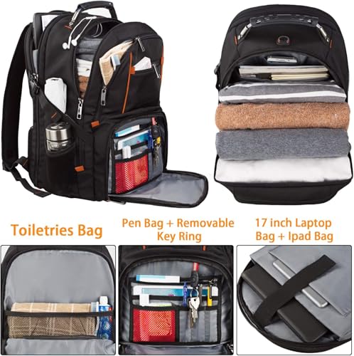 LTINVECK Travel Laptop Backpack,Extra Large Backpack for Men,Big 17 Inch Computer bag Tech Backpack - color: Orange