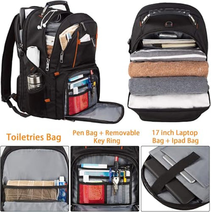 LTINVECK Travel Laptop Backpack,Extra Large Backpack for Men,Big 17 Inch Computer bag Tech Backpack - color: Orange