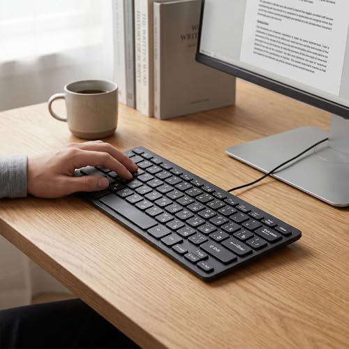Asixxsix 78 Keys Wired Keyboard, USB Wired Minority Language Keyboard with 1.35M Cable, Plug and Play for Office, Computer and Laptop (Russian) - size: Russian