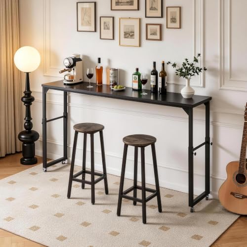 Aibiju Overbed Table with Wheels, Mobile Bed Desk with Adjustable Height, Rolling Table, Laptop Table, Recliner Desk, for Bedroom, Living Room, Office, Black YD-BT001B - color: Black