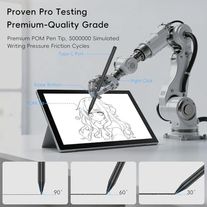 Rechargeable MPP 2.0 Tilt Pen for HP/Surface/Kobo, 4096 Pressure & Magnetic | Two Side Button, Palm Rejection Stylus for Surface Pro 11-3, Laptop/Book/Go/Studio for Students Artists Drawing Note-Taking - color: Black
