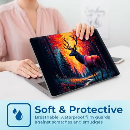Reusable Universal Laptop Skin Sticker, Cut to Fit for 11.6–15.6 Inch Laptops, Waterproof Protective Film, No-Residue - Firelit Forest Deer - color: Firelit Forest Deer