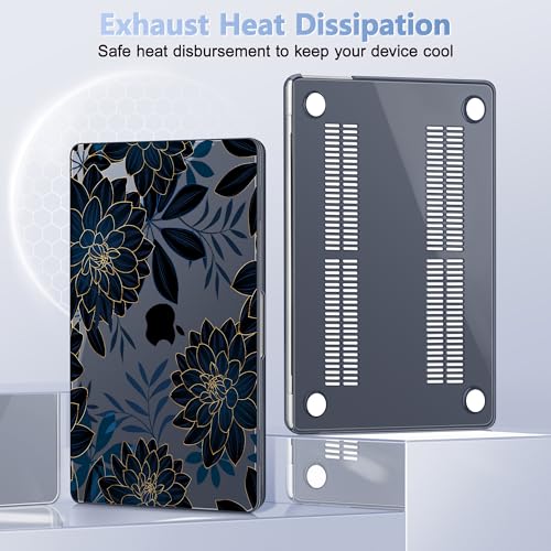 May Chen for MacBook Air 15 inch Case M5 M4 M3 M2 2026 2024-2023, Model A3448 A3241 A3114 A2941, Closes Seamlessly Hard Shell Laptop Cover with Keyboard Cover, Luxury Dahlia - color: Luxury dahlia