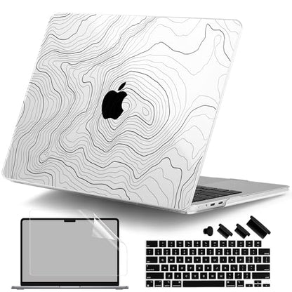 for MacBook Air 13 Inch (13.6 Inch) Case, M5/M4/M3/M2 Chip 2026 2025 2024 2023 2022, Hard Plastic Printed Cover with Screen Protector & Keyboard Cover & Dust Plugs, Clear Maps - color: Clear Maps